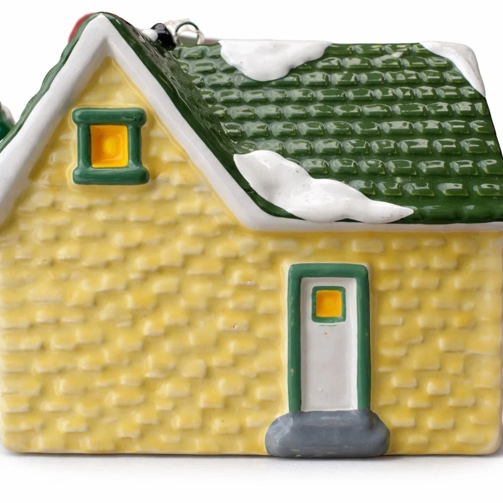 Department 56 Yellow Nantucket House Ornament with Green Roof